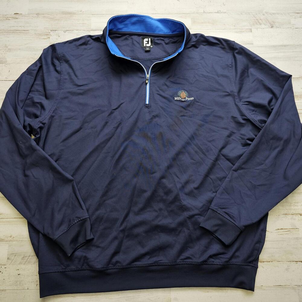 MID PINES GOLF Club Men's XXL Footjoy 1/4 Zip Pullover Jacket - Navy Blue